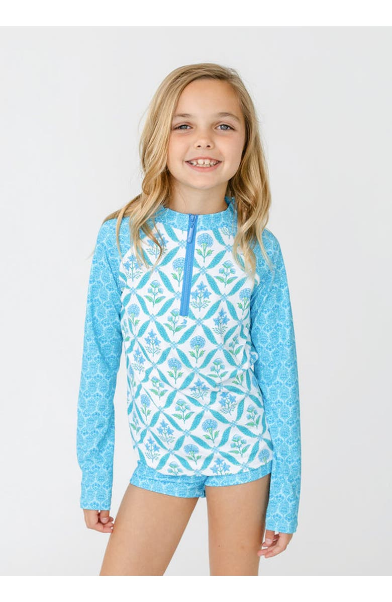 Cabana Life Girls 3-Piece Long Sleeve Rashguard Set, Main, color, Rosemary Beach