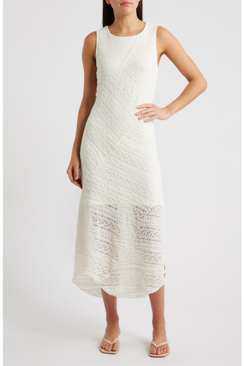 Ribbon Lace Sleeveless Maxi Dress, Main, color, GARDENIA