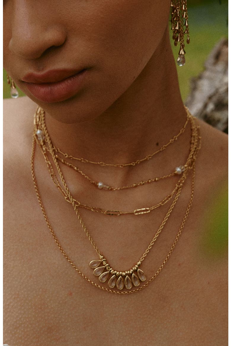 Aeolian Echo Drop Necklace, Alternate, color, Gold