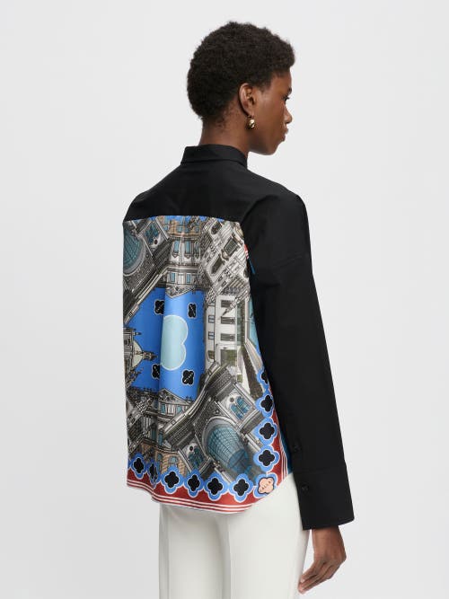 Callas Milano Sirene Poplin Shirt With Silk Twill Milano Print Scarf In Black