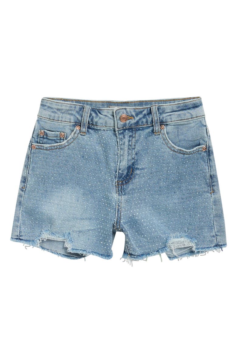 Tractr Kids' Clear Stud Brittany Shorts, Main, color, Medium Indigo