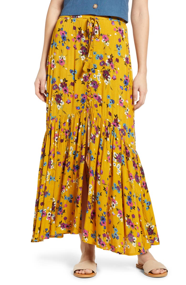 Band of Gypsies Marseille Button Front Maxi Skirt, Main, color, 