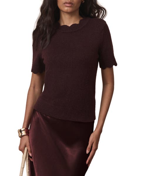 Scallop Crew Knit Top
