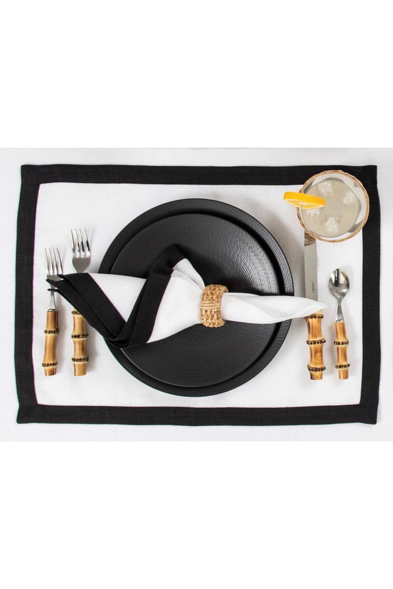 Linen Dinner Napkins Set of 4, 20 x 20" - Classic, Alternate, color, Black and White