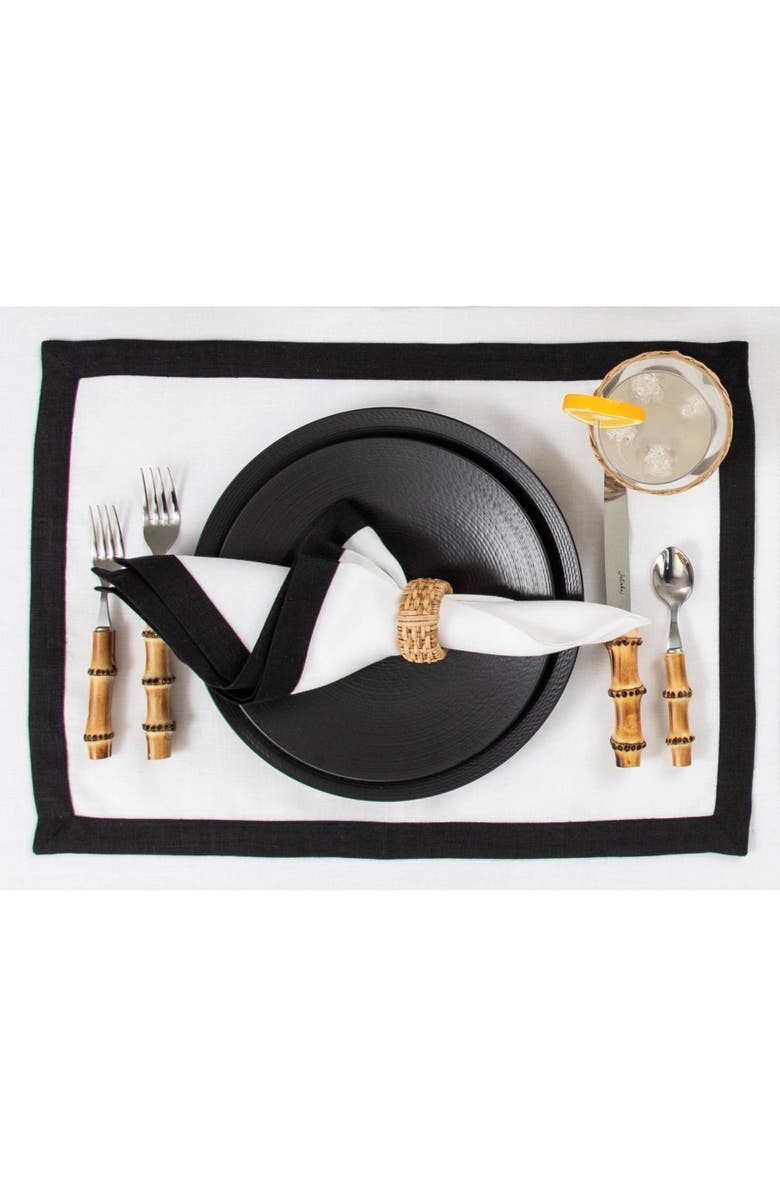 Solino Home Linen Dinner Napkins Set of 4, 20 x 20 Inch for Dining Table, Holiday and Everyday Table Decor - Classic, Alternate, color, Black And White