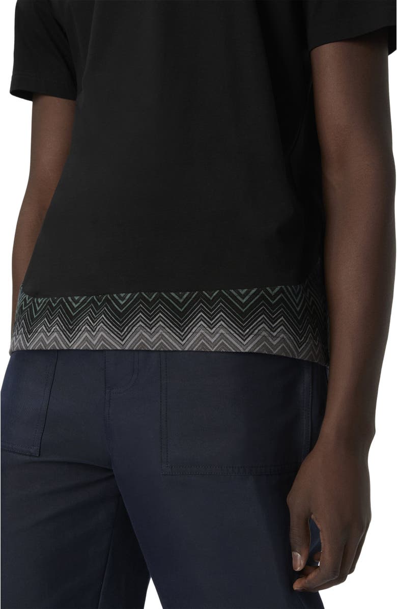 Missoni Short Sleeve T-shirt With Irregular Zigzag Insert, Alternate, color, Black