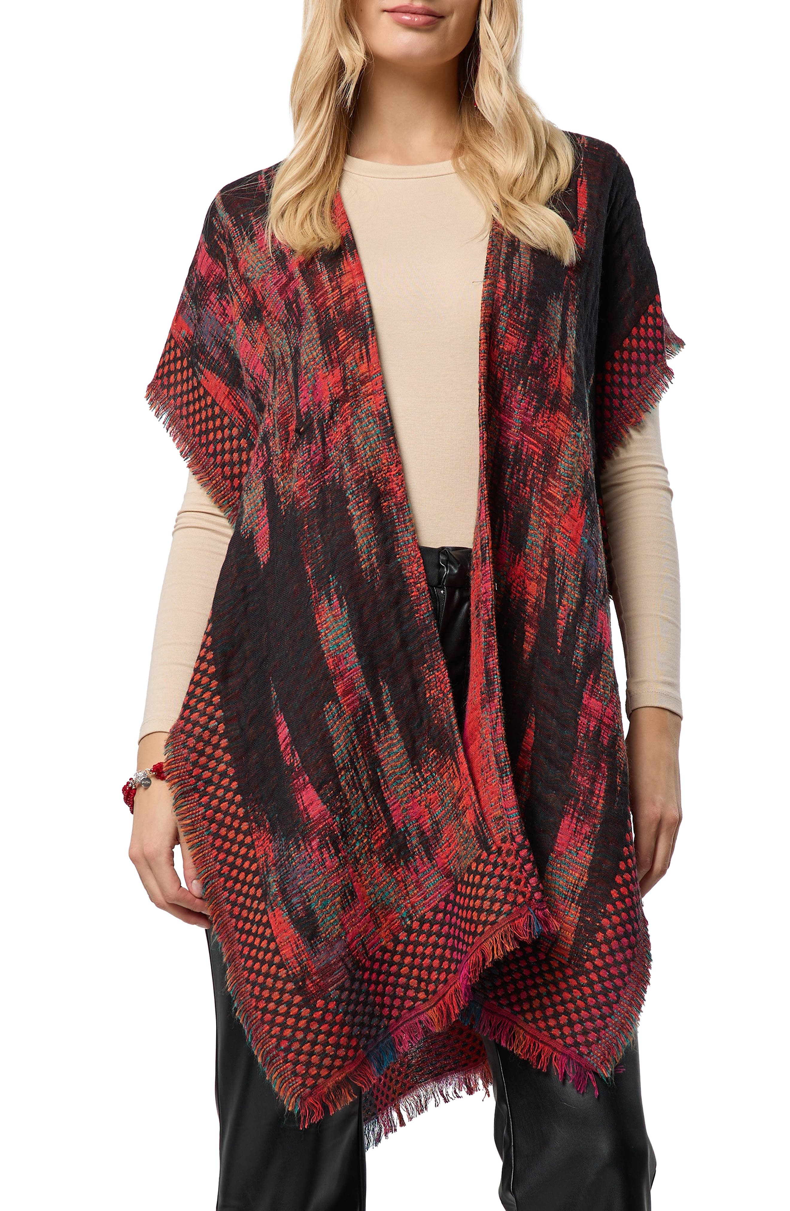 SAACHI Abstract Fringe Poncho