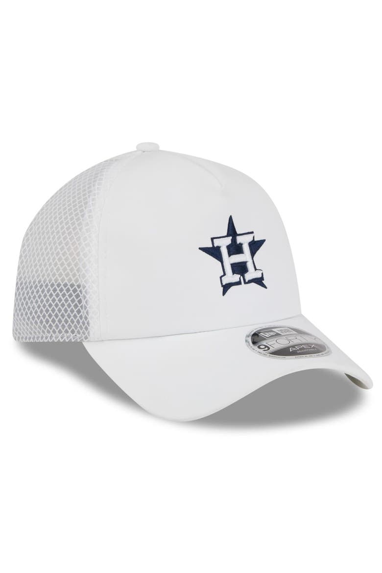 Men's New Era White Houston Astros 2026 Batting Practice Apex 9FORTY Adjustable Trucker Hat, Alternate, color, White