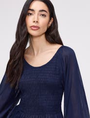 Finery London Jennie Shirred Long Sleeve Cotton Top