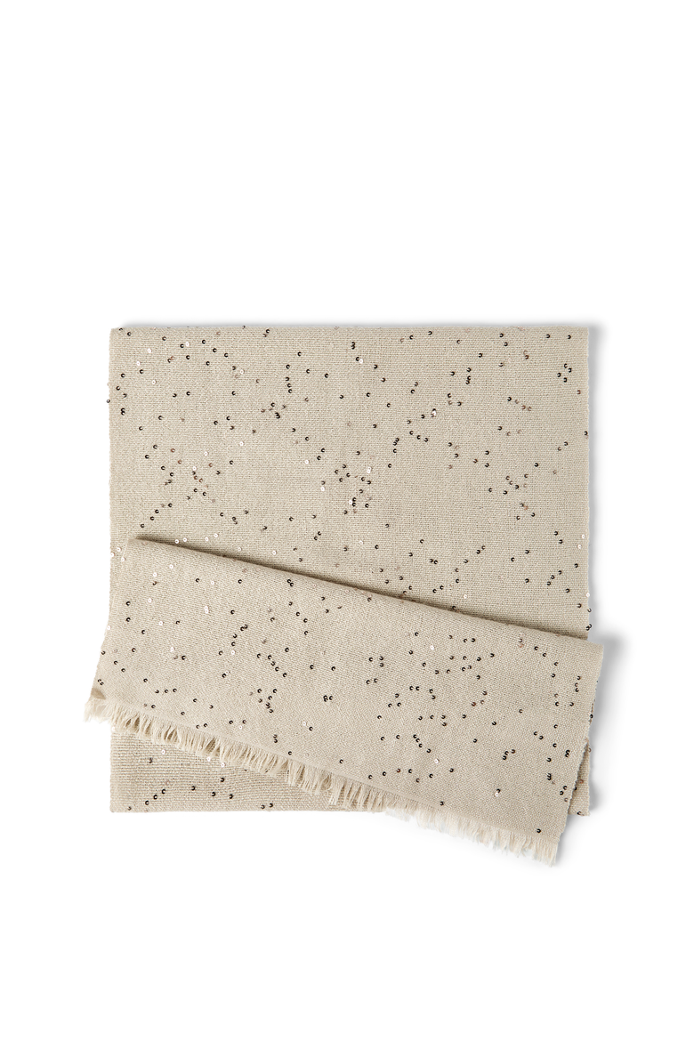 Cashmere and silk Diamond yarn scarf, Main, color, Buff