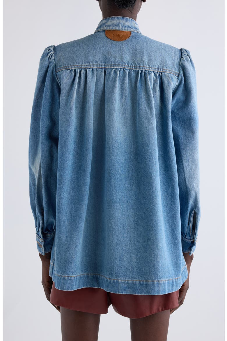 Puff Sleeve Denim Jacket, Alternate, color, ICED BLUE