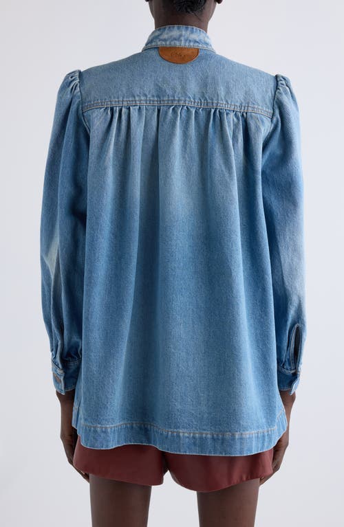 Chloé Relaxed Fit Jacket With Buttoned-cuff Sleeves In Iced Blue