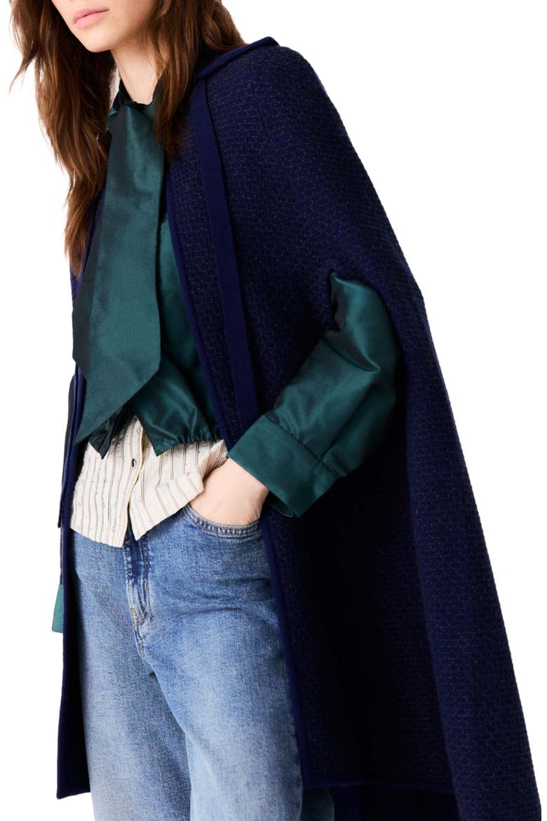 Longline cape cardigan, Alternate, color, Navy