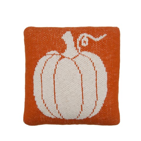 Pumpkin Halloween Small Petite Accent Pillow 10" x 10"