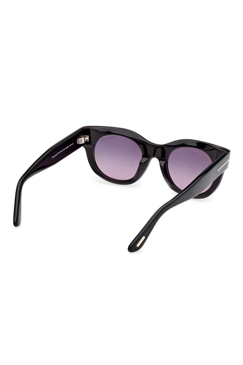 Marine 50mm Gradient Round Sunglasses, Alternate, color, BLACK / SMOKE TO PURPLE LENS