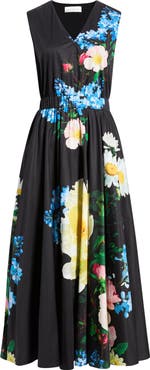 Elie Tahari The Athena Moon Flower Sleeveless A-Line Dress