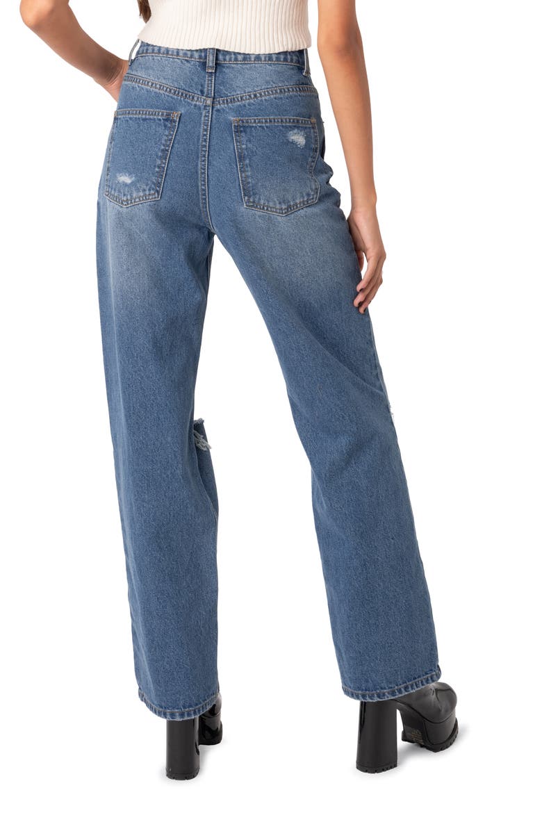 EDIKTED Lori High Waist Ripped Jeans, Alternate, color, Blue