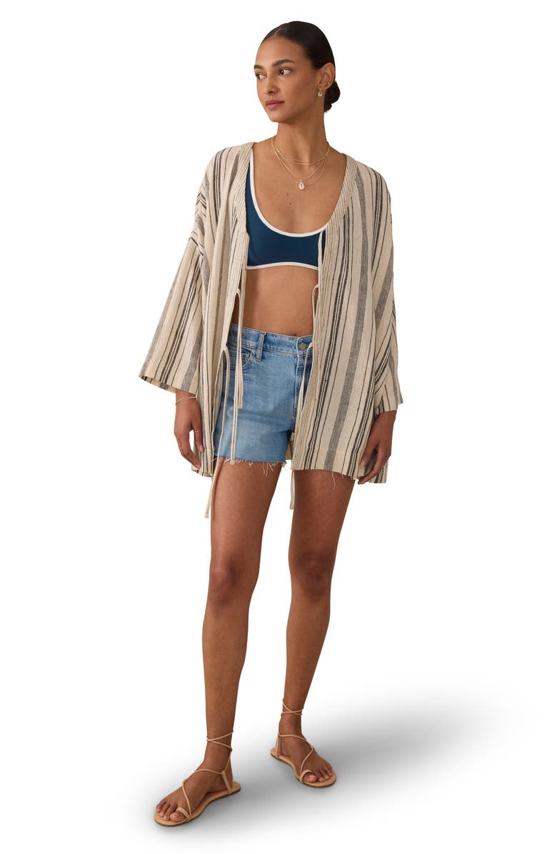 Faherty Rip Tide Stripe Organic Cotton Cover-Up Dress, Alternate, color, Sandy Mixed Stripe