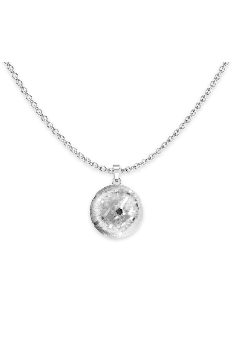 PASCAL The Basketball Crooked Ball Diamond Necklace, Main, color, Silver / Black Diamond