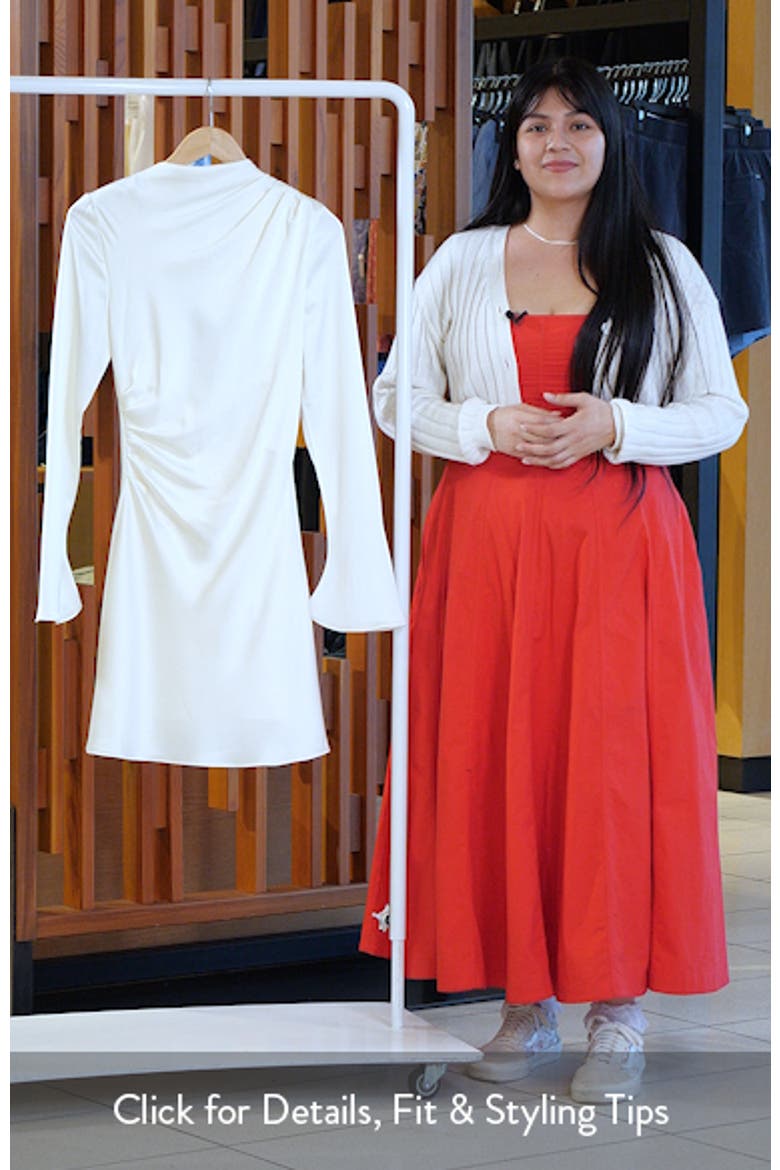 Lulu Pleated Long Sleeve Satin Minidress video
