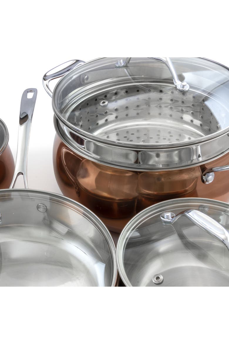 Carabello 9 Piece Stainless Steel Cookware Combo Set, Alternate, color, Copper