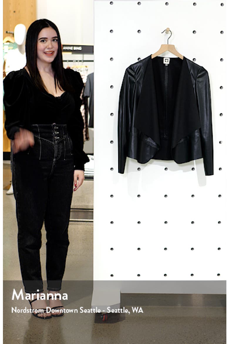 Faux Leather Drape Front Jacket video
