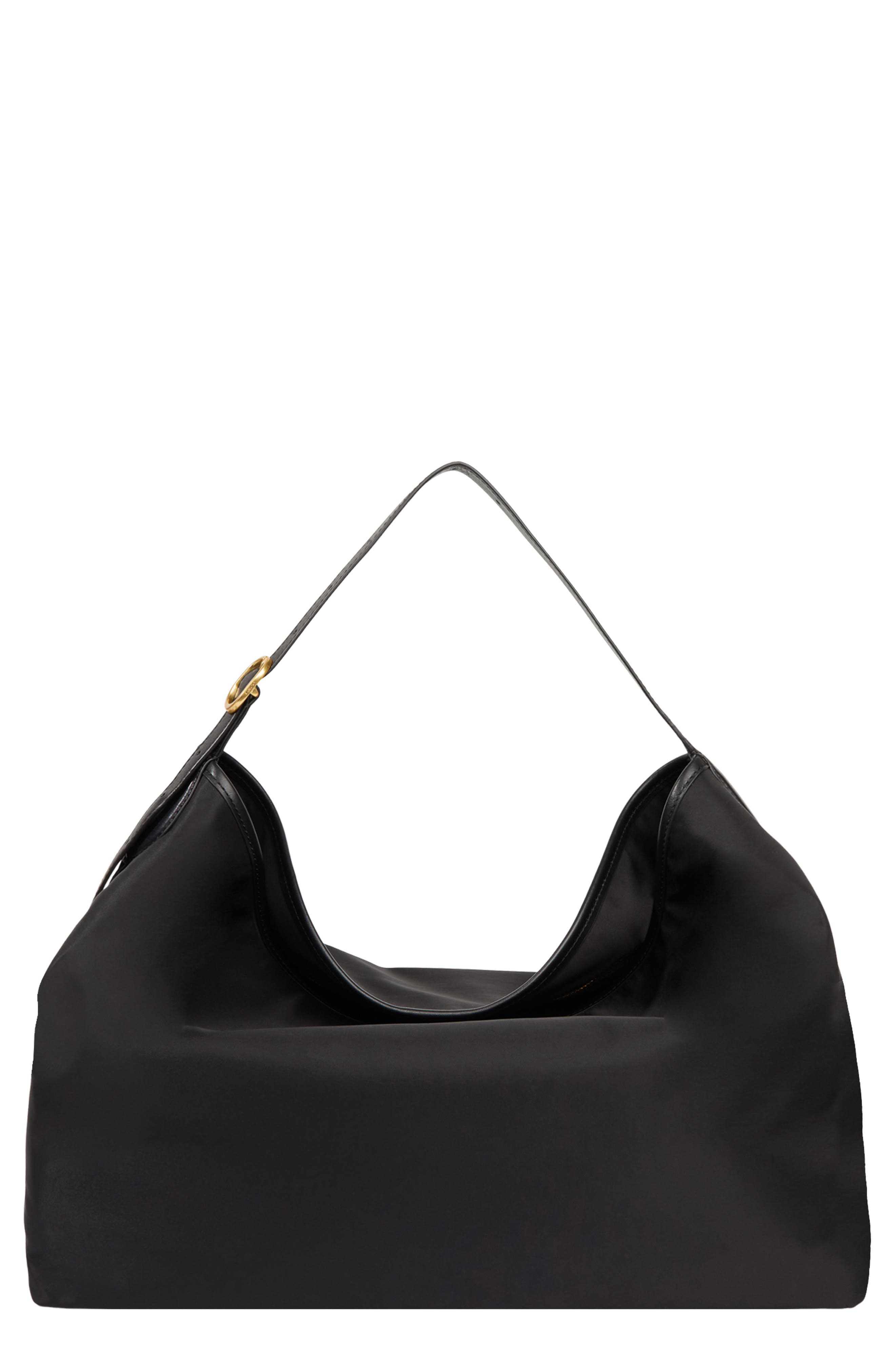 Vivian Medium Nylon Hobo, Main, color, BLACK