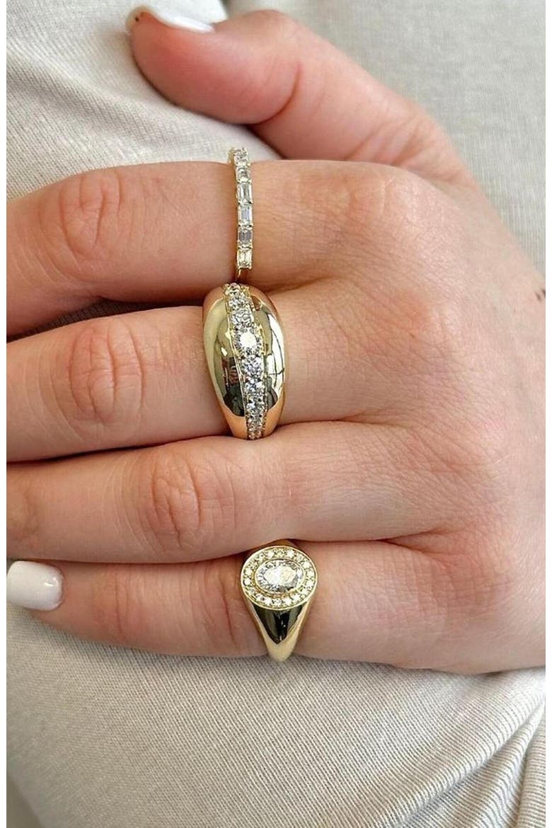 Domed Lab Diamond Cloud Ring in 14K, Alternate, color, Yellow Gold