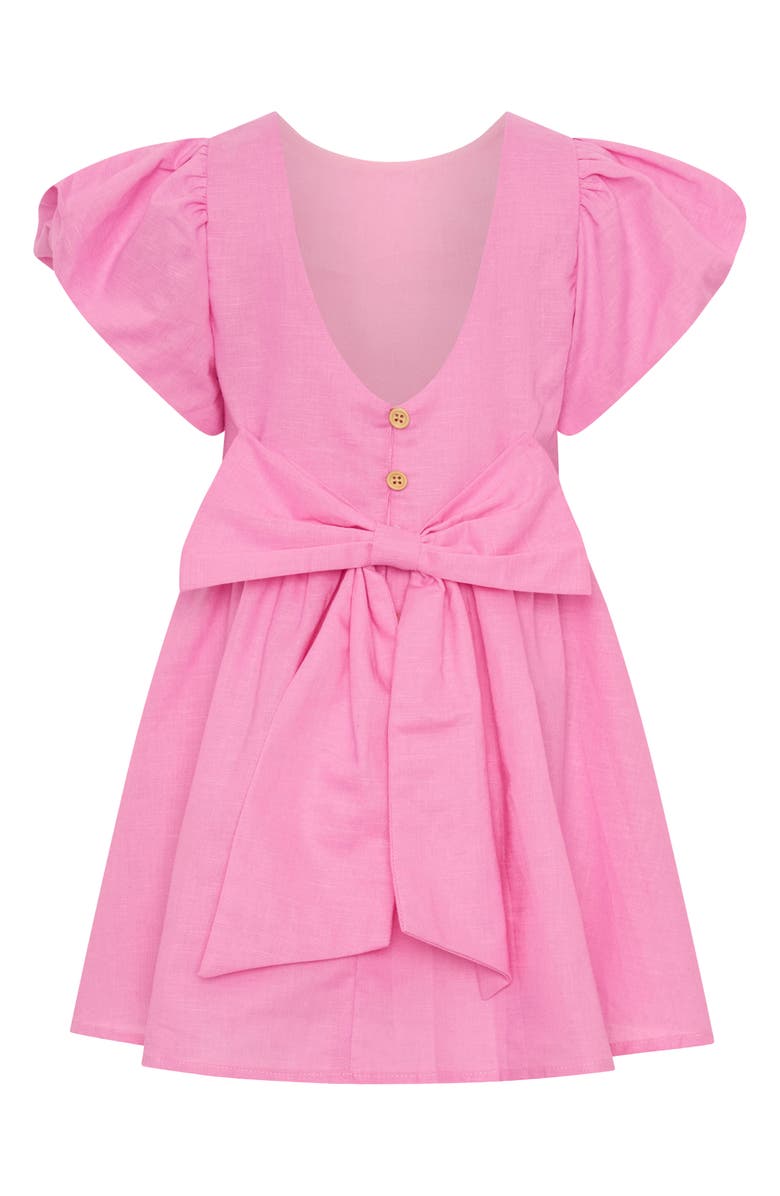 TINY TRIBE Kids' Cotton & Linen Puff Sleeve Dress, Alternate, color,