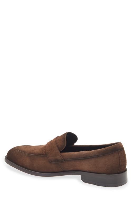 Hugo Boss Boss Limber Penny Loafer In Dark Brown Suede