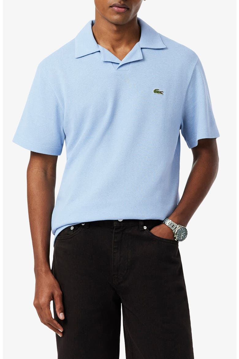 Johnny Collar Cotton & Linen Piqué Polo, Main, color, CHAMBRAY