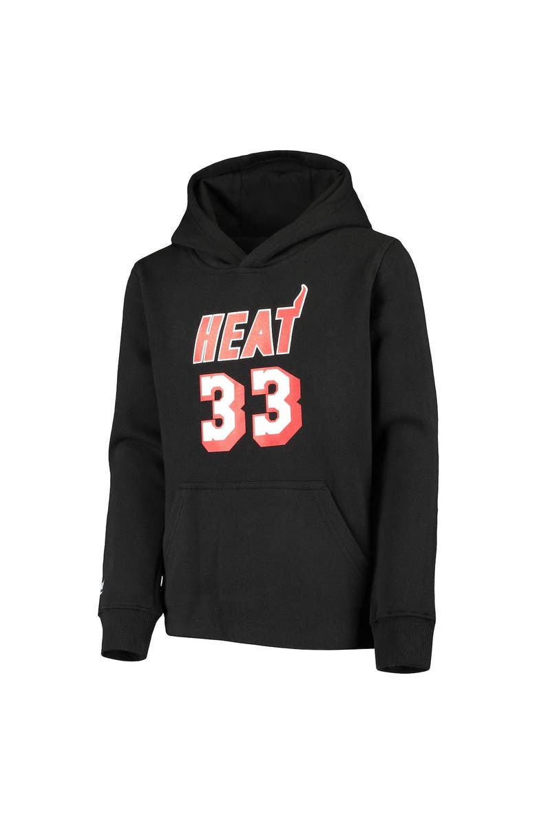 Mitchell & Ness Youth Mitchell & Ness Alonzo Mourning Black Miami Heat Hardwood Classics Name & Number Pullover Hoodie, Alternate, color, Black