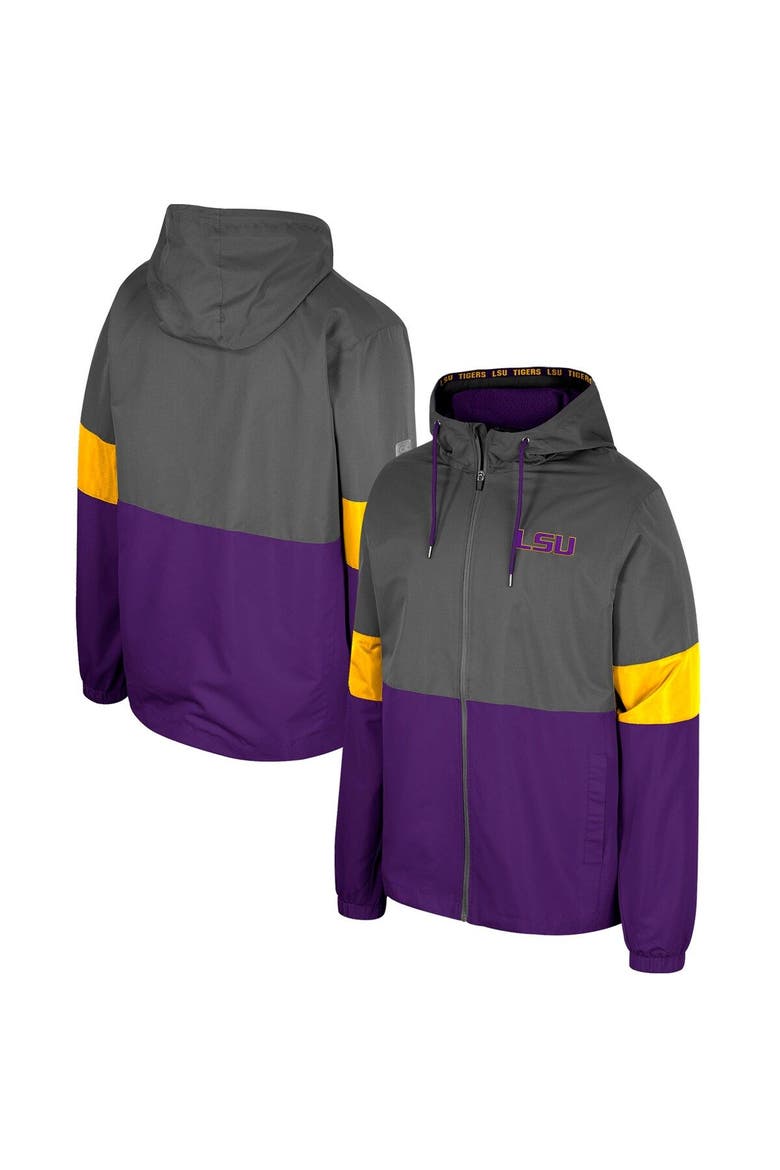 Men's Colosseum Charcoal LSU Tigers Miles Full-Zip Jacket, Main, color, Charcoal