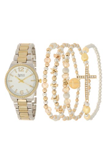 American Exchange Two-tone Bracelet Watch & Assorted Bracelets Set, 32mm In Multi