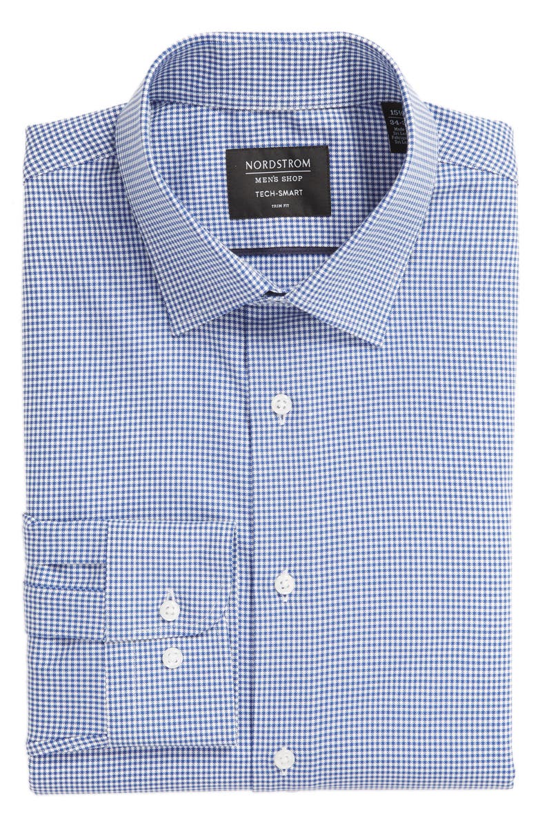 NORDSTROM MEN'S SHOP Tech-Smart Trim Fit Stretch Check Dress Shirt, Alternate, color, 