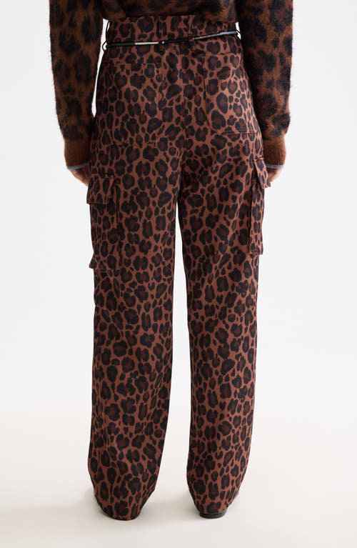 Scotch & Soda Faye Leopard Print Tapered Leg Pants In Brown