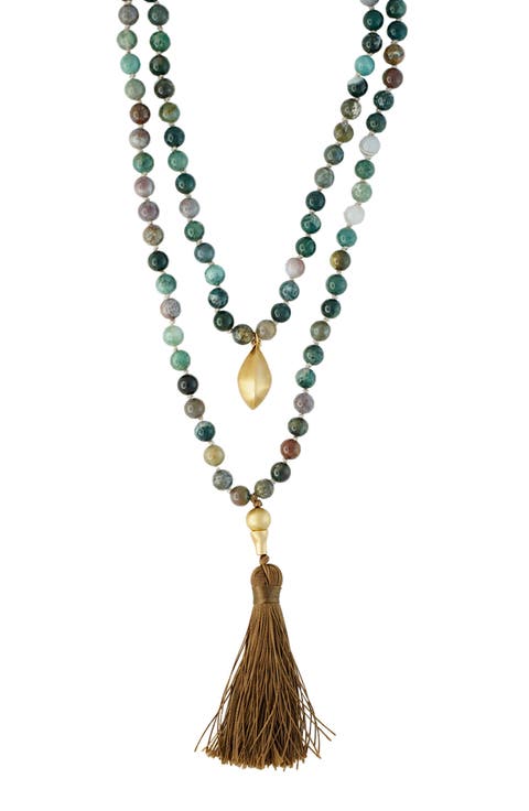 Jadyn Semi-Precious Stone Layered Tassel Necklace