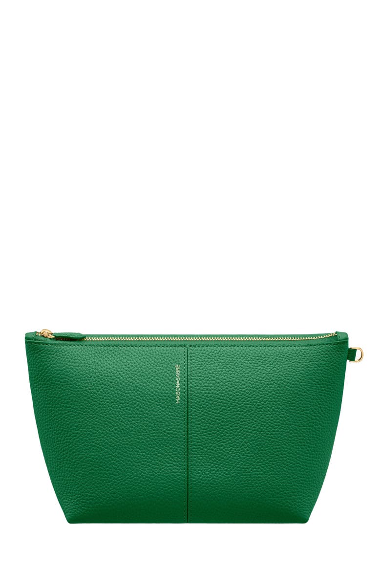 Medium Leather Flaire Pouch, Main, color, Emerald Green