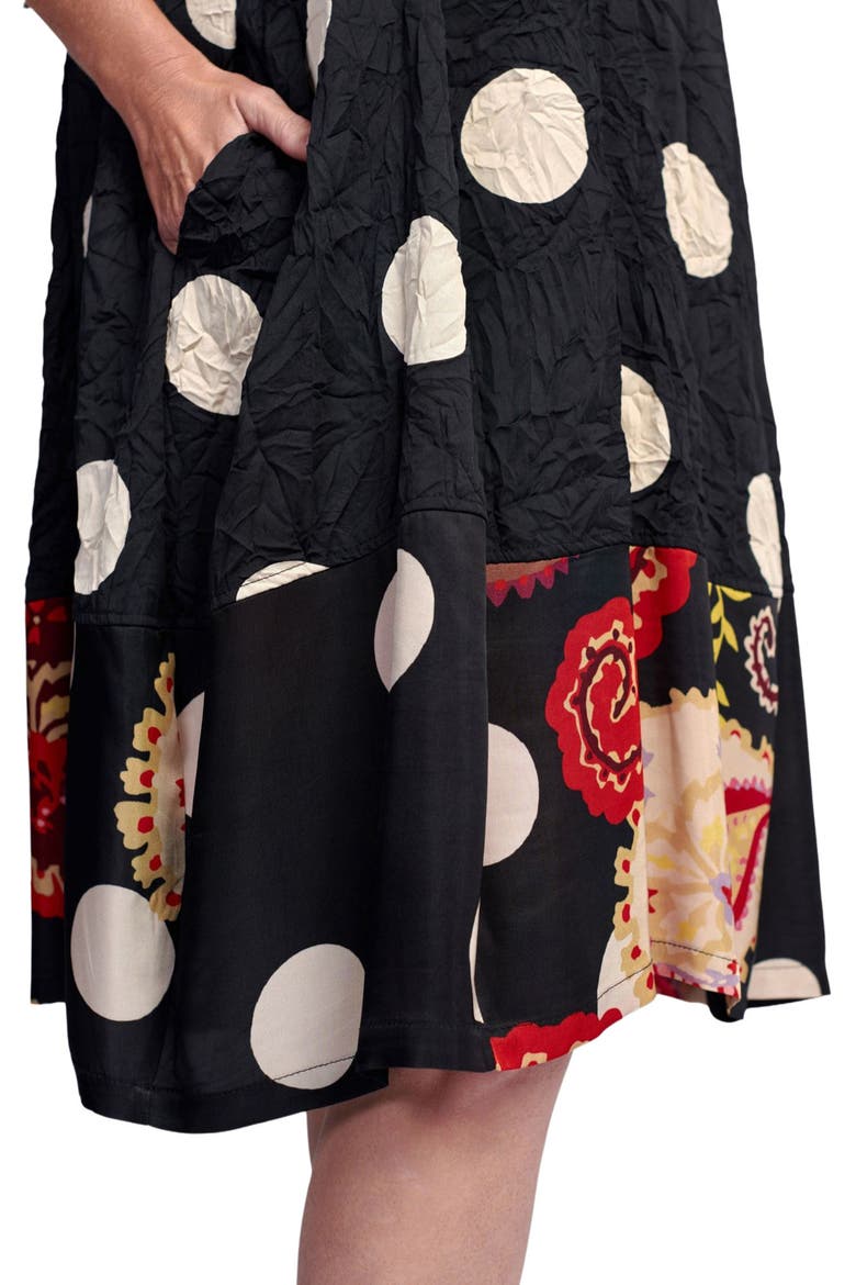 Polka dots mixed print shirt dress, Alternate, color, Black Paisley Print