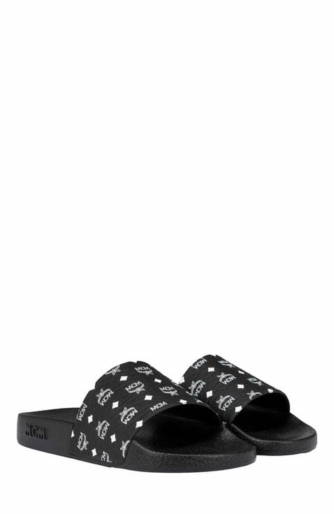 Men's Monogram Print Rubber Slides