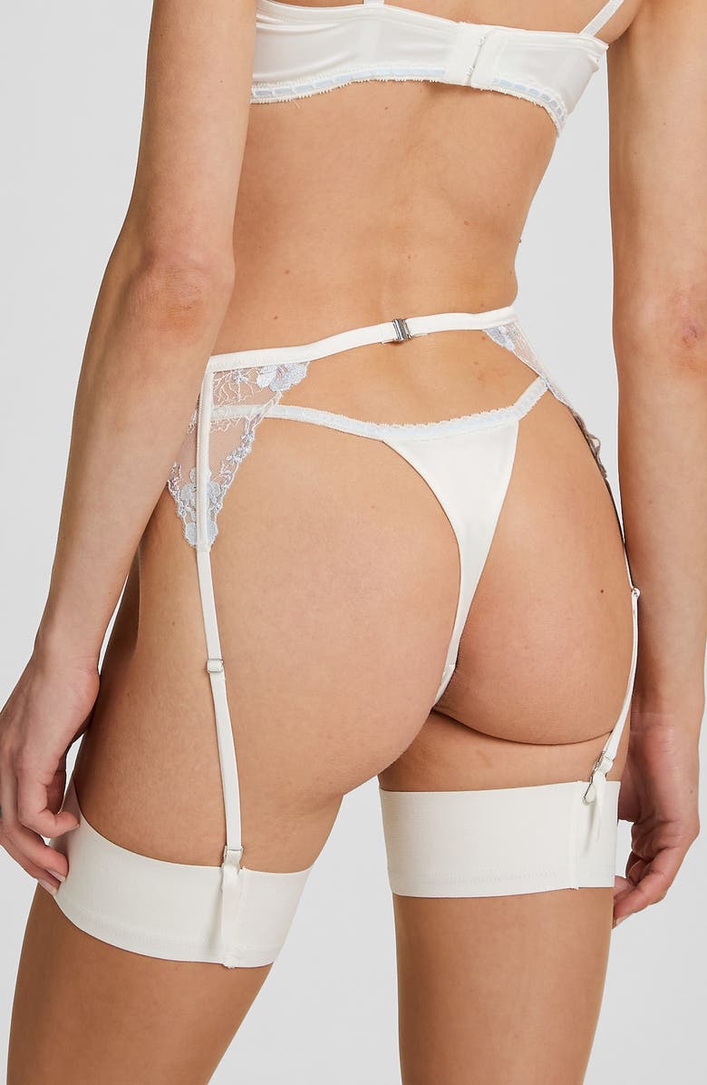 Hunkemöller Peonie Lace Garter Belt, Alternate, color, Snow White