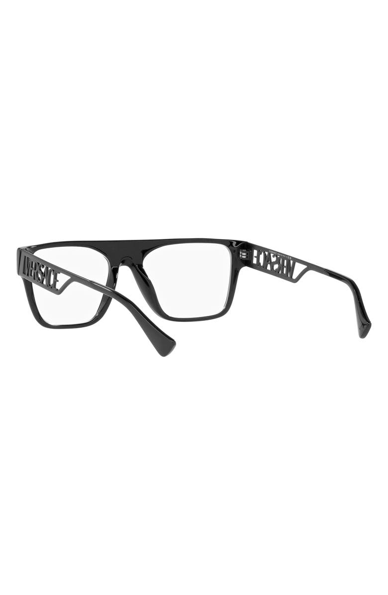 Versace 55mm Rectangular Optical Glasses, Alternate, color, Black