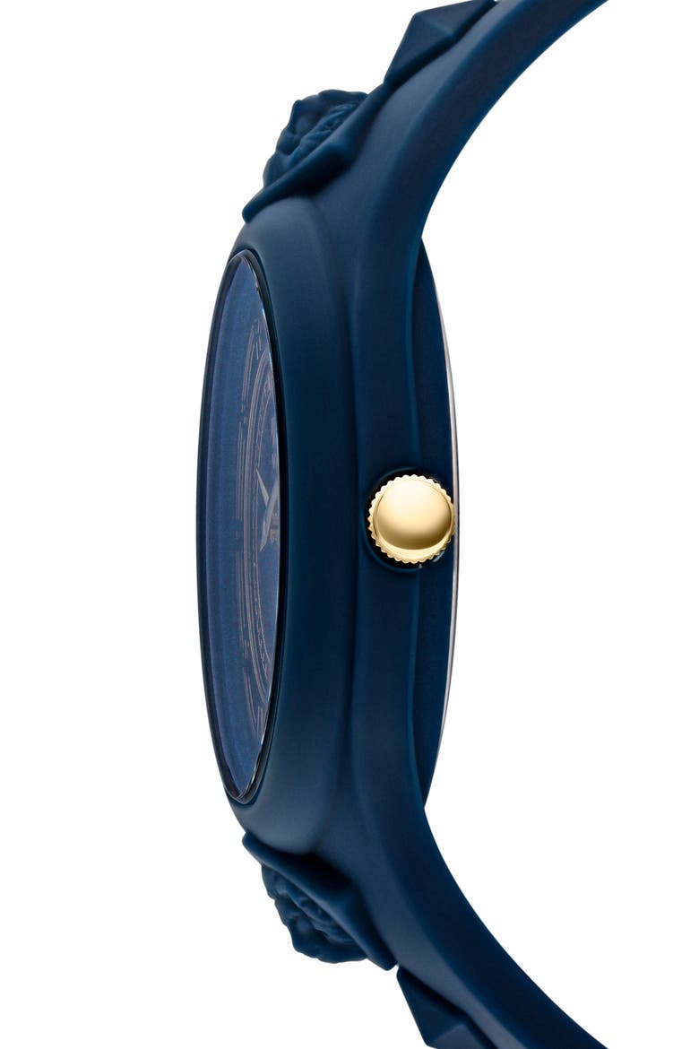 Versace Silicone Strap Watch, 39mm & Zip Case, Alternate, color, BLUE