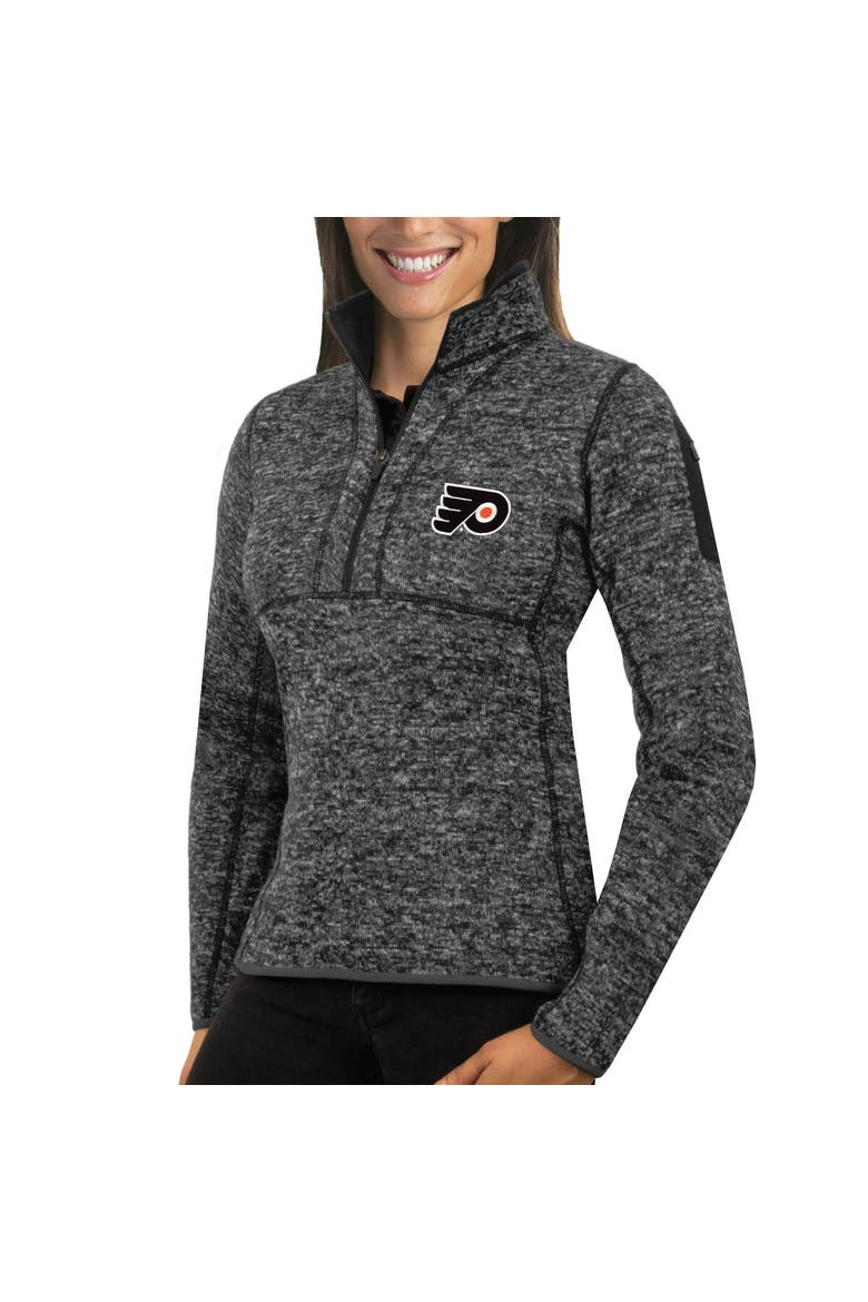 Women's Antigua Charcoal Philadelphia Flyers Fortune Half-Zip Sweatshirt, Main, color, Charcoal