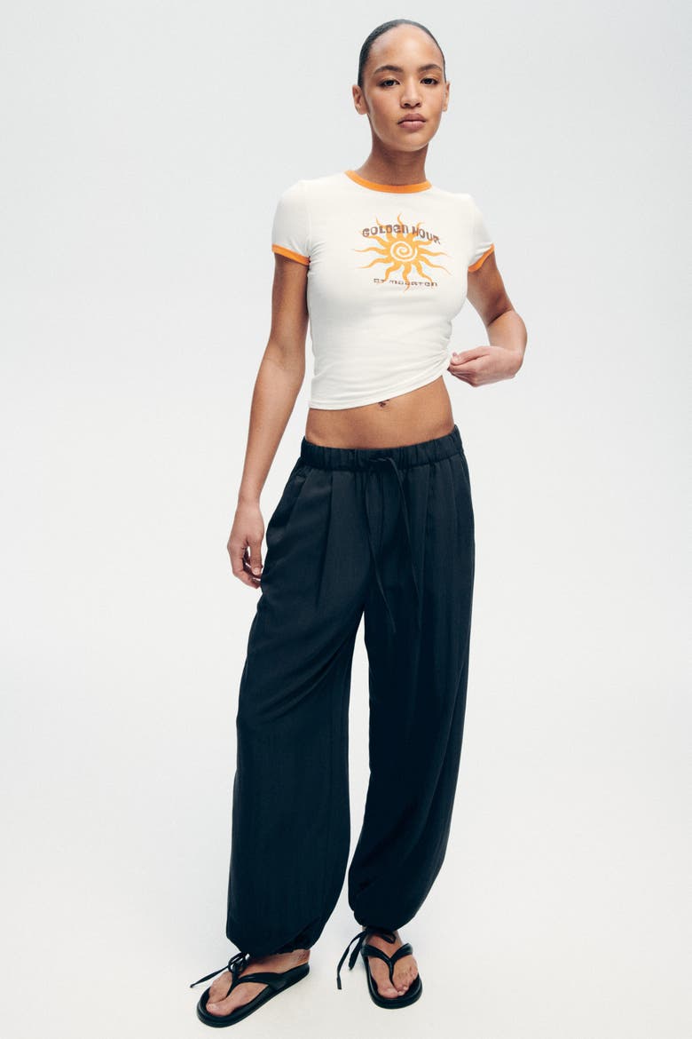Tie-detail Balloon-leg Pants, Main, color, Dark gray