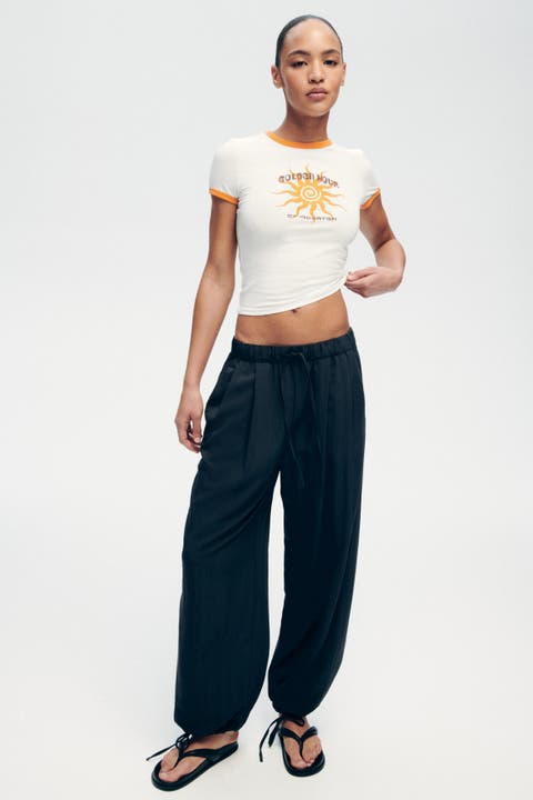 Tie-detail Balloon-leg Pants