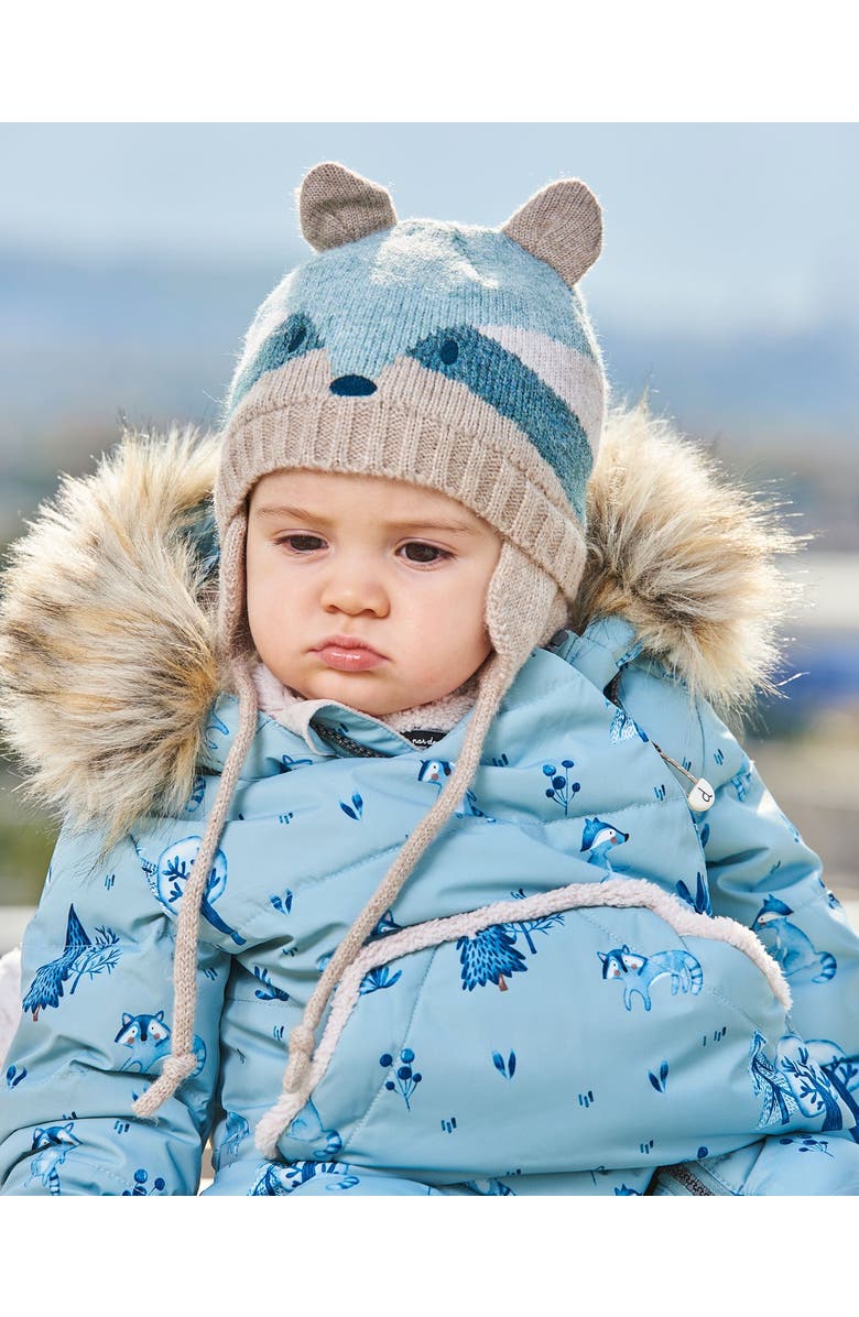 Deux par Deux Baby Unisex Knit Hat With Ears Racoon Face, Alternate, color, Raccoon Face