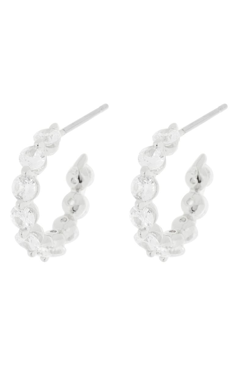 Nadri Cubic Zirconia Hoop Earrings, Main, color, Rhodium
