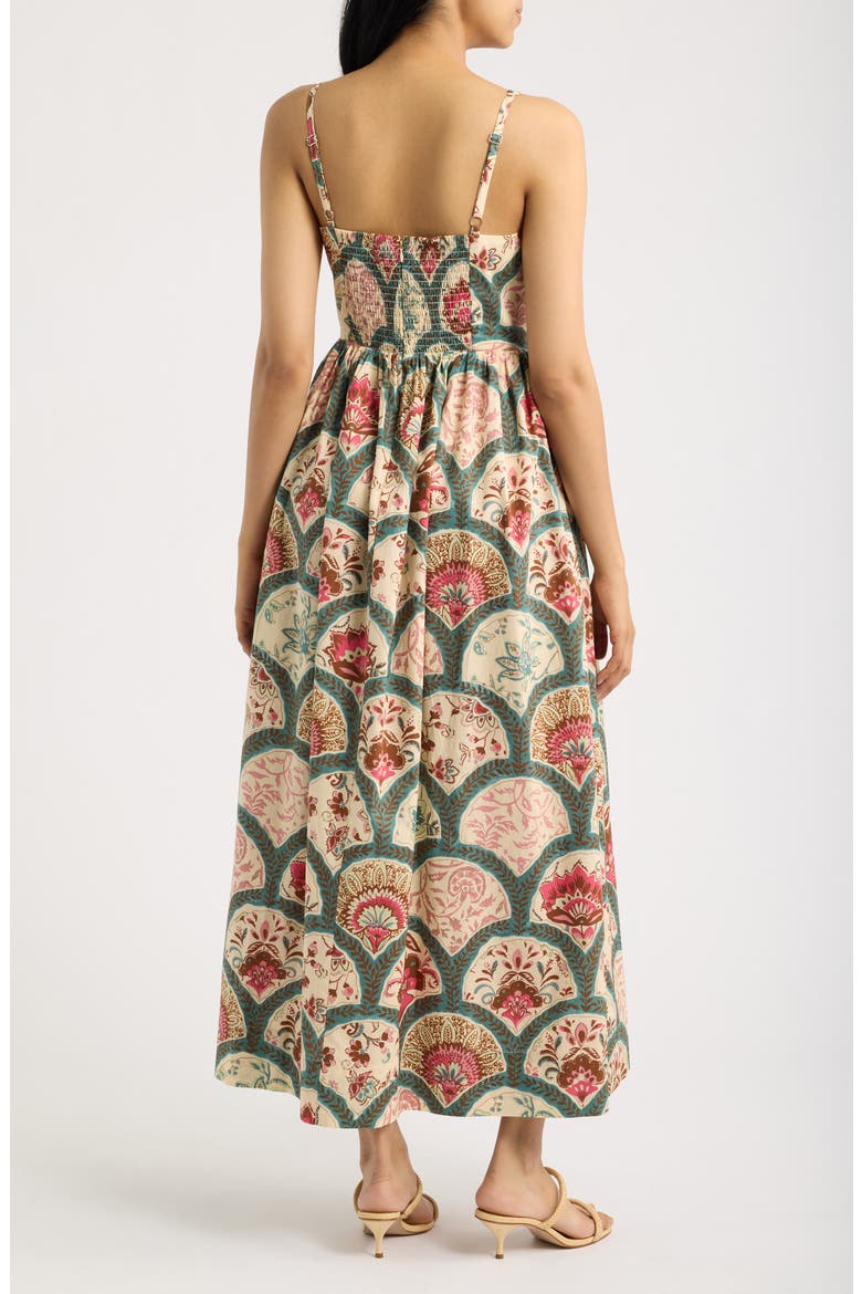 Print Sleeveless Midi Dress, Alternate, color, CREAM MULTI