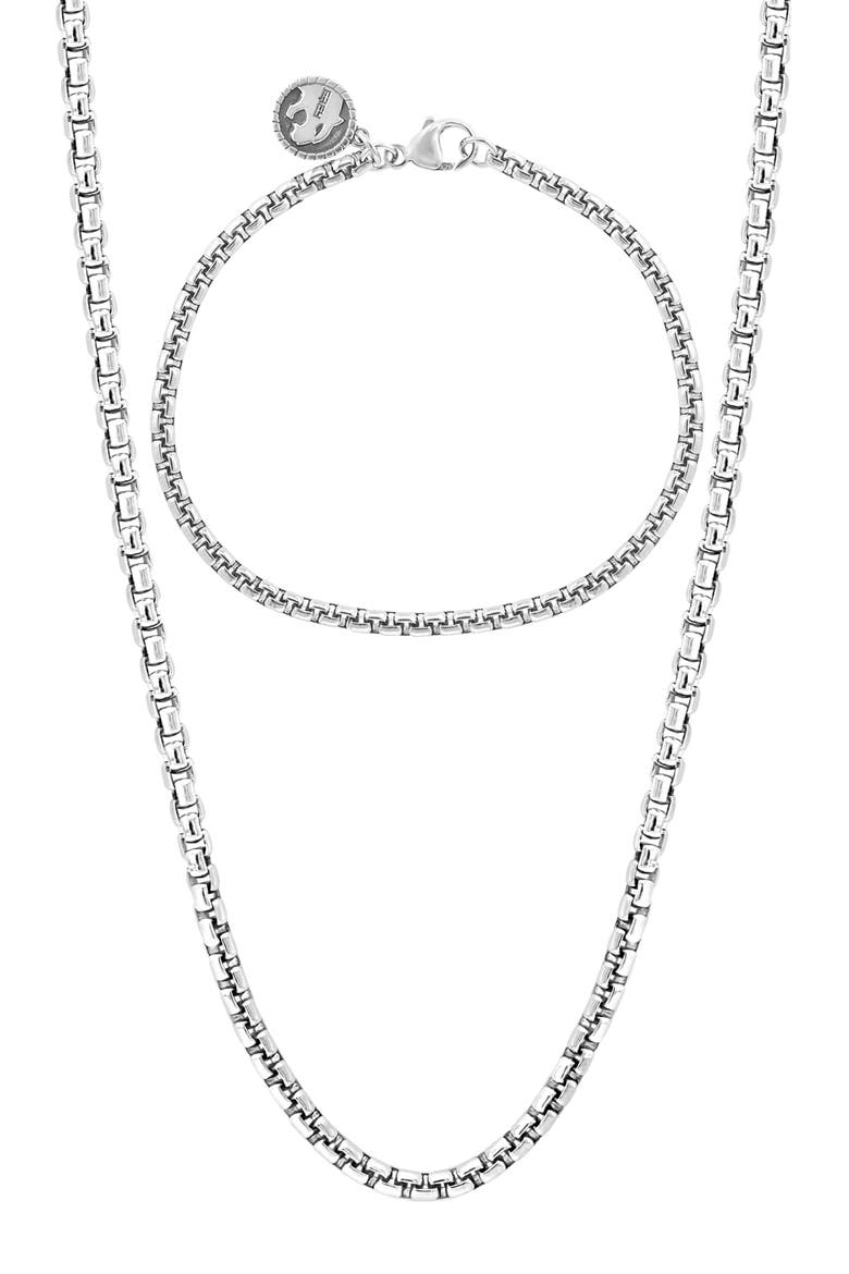 Sterling Silver Bracelet & Necklace Set, Main, color, SILVER